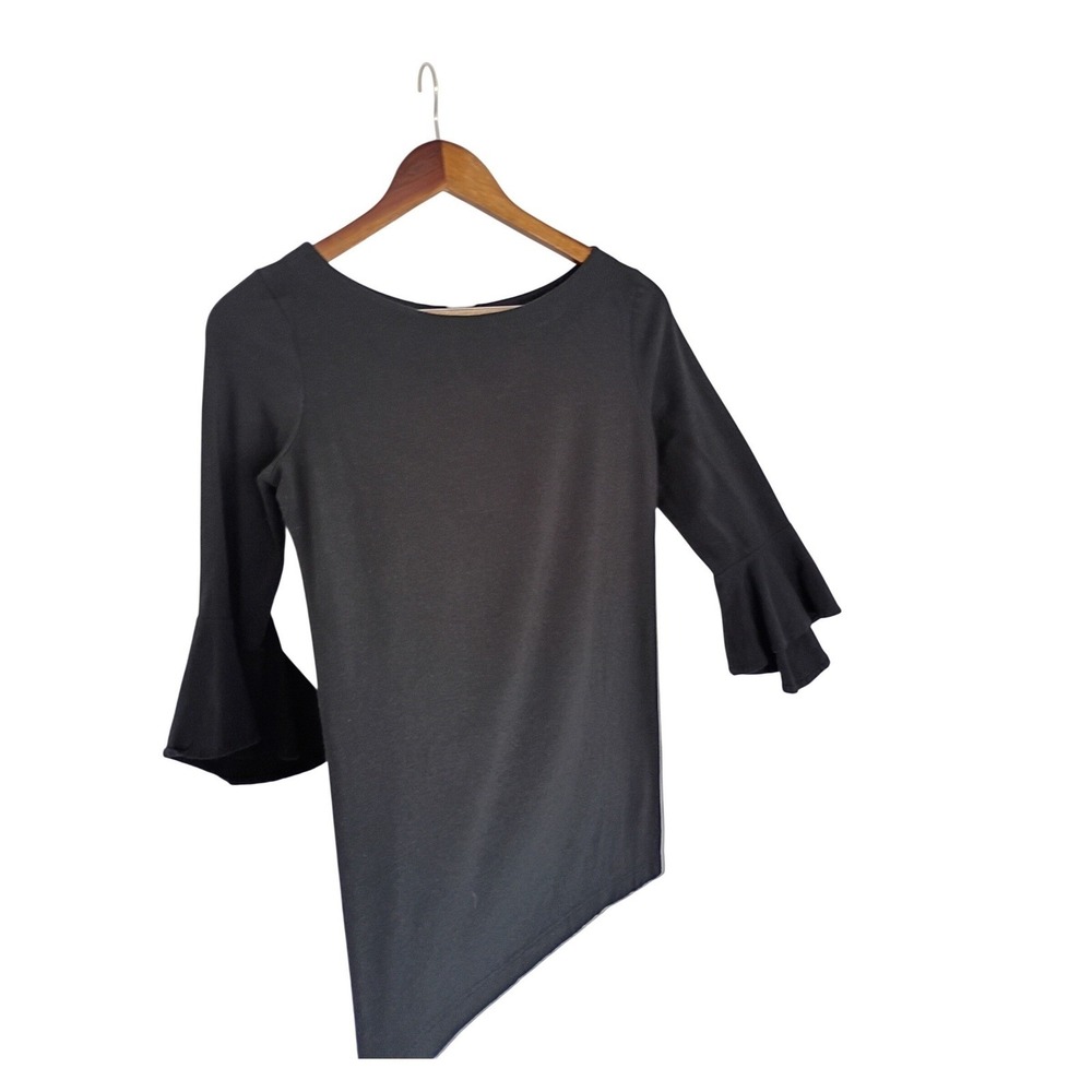 Lilly Pulitzer Black Pima Cotton Modal Bell Sleeve Keyhole Back Top S Made Peru